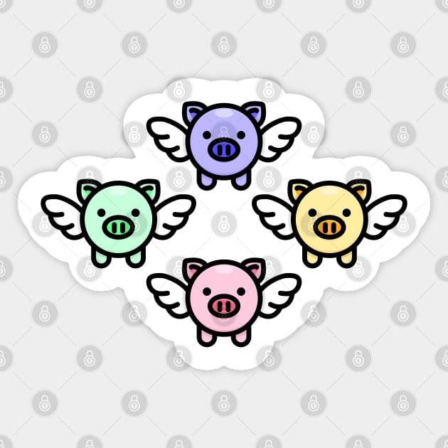 When Pigs Fly: Rainbow Sticker by Red Wolf